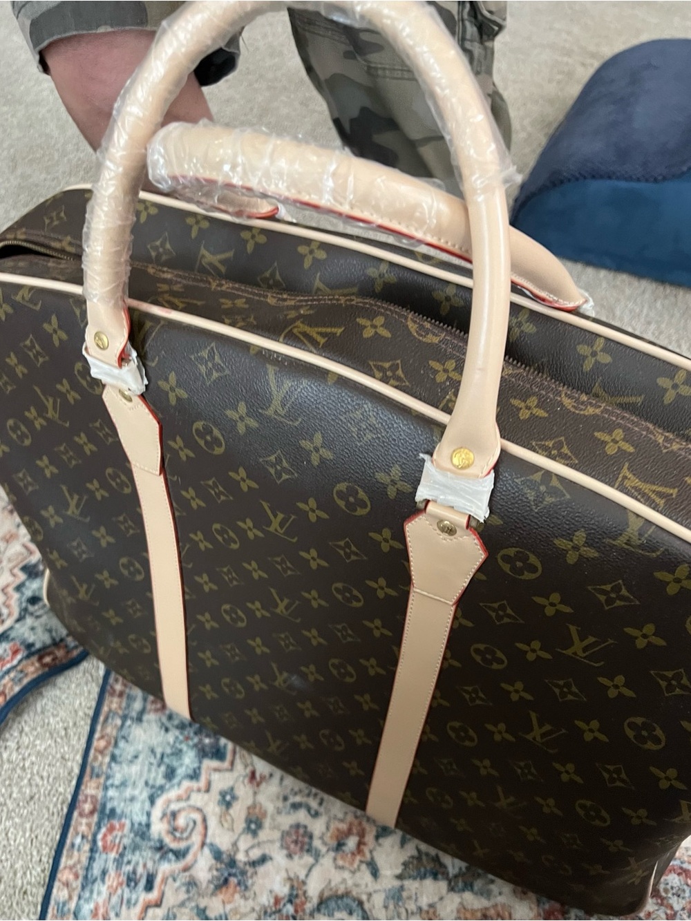 Classic Designer monogram  Suitcase with garment hang inside area plus more.